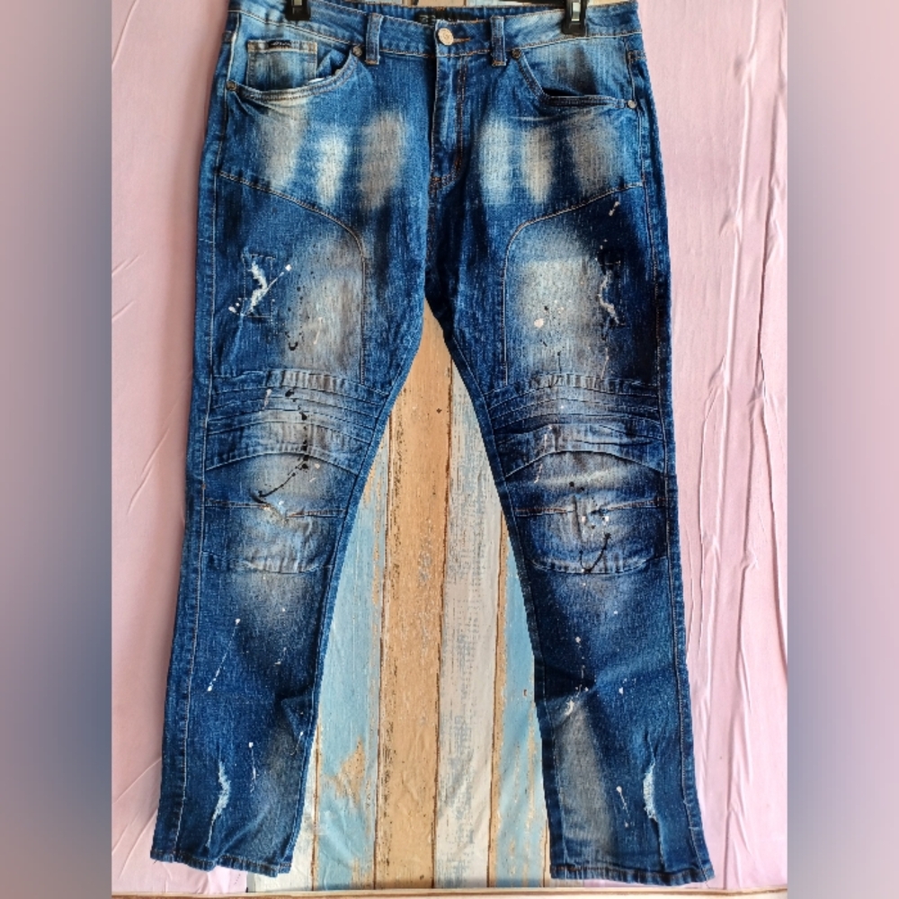 Phat Farm Men's Blue Distressed Jeans Size 36x30